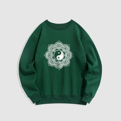 Sudadera de poliéster con forro polar y diseño de mandala yin yang de Mythstone 