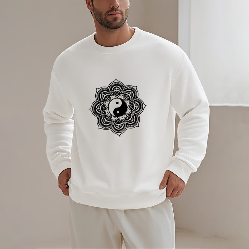 Sudadera de poliéster con forro polar y diseño de mandala yin yang de Mythstone 