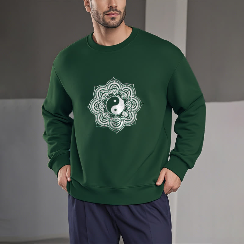 Sudadera de poliéster con forro polar y diseño de mandala yin yang de Mythstone 