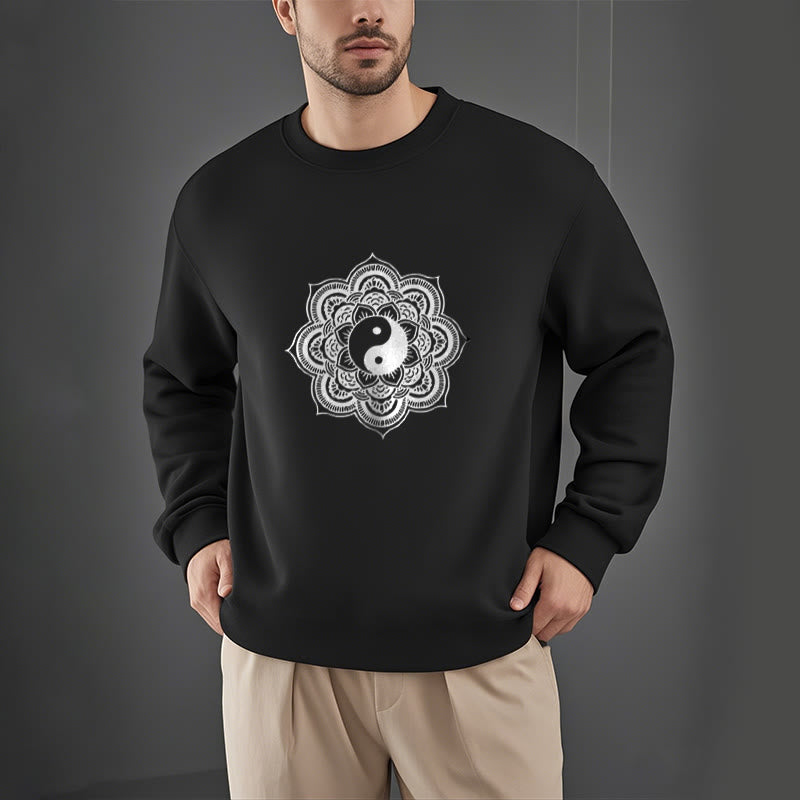 Sudadera de poliéster con forro polar y diseño de mandala yin yang de Mythstone 