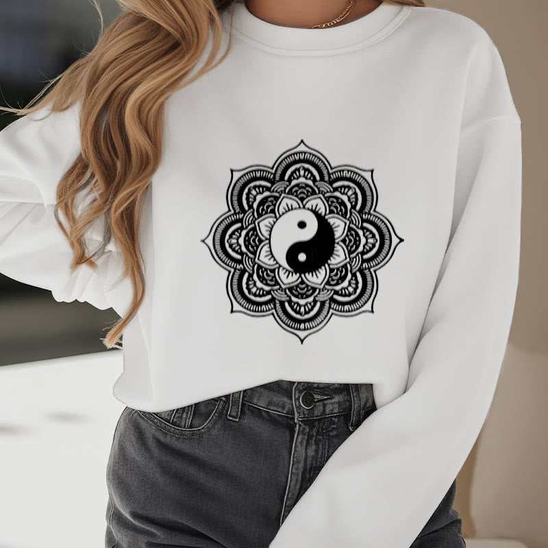 Sudadera de poliéster con forro polar y diseño de mandala yin yang de Mythstone 