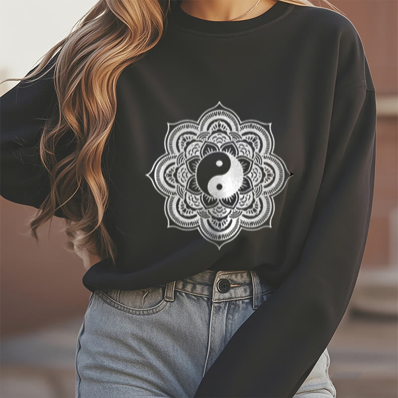 Sudadera de poliéster con forro polar y diseño de mandala yin yang de Mythstone 