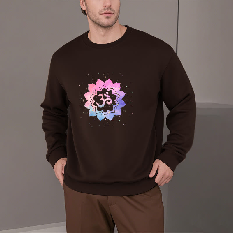 Sudadera de poliéster con forro polar y estampado de loto colorido Mythstone Om 