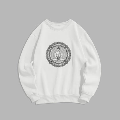 Mythstone Mandala Buddha Fleece Lined Polyester Sweatshirt