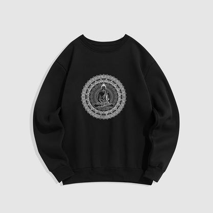 Mythstone Mandala Buddha Fleece Lined Polyester Sweatshirt