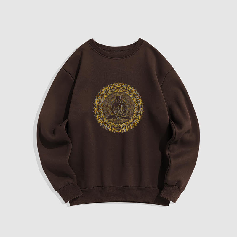 Mythstone Mandala Buddha Fleece Lined Polyester Sweatshirt