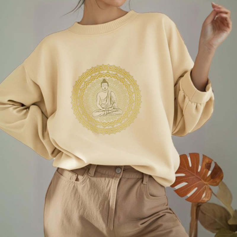 Mythstone Mandala Buddha Fleece Lined Polyester Sweatshirt