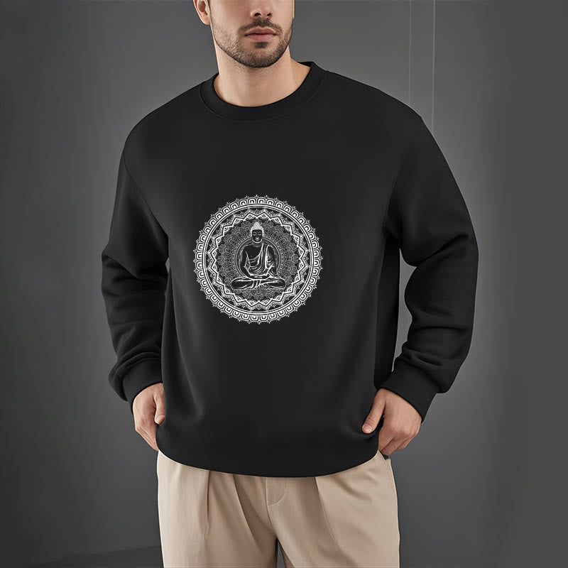 Mythstone Mandala Buddha Fleece Lined Polyester Sweatshirt