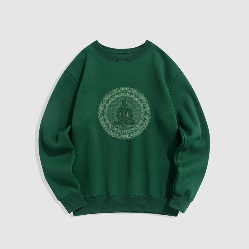 Mythstone Mandala Buddha Fleece Lined Polyester Sweatshirt