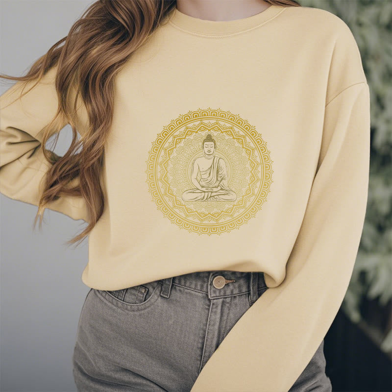 Mythstone Mandala Buddha Fleece Lined Polyester Sweatshirt