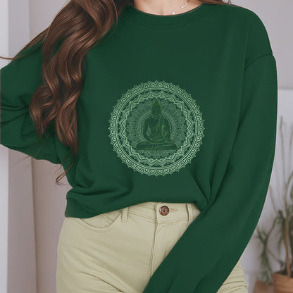 Mythstone Mandala Buddha Fleece Lined Polyester Sweatshirt