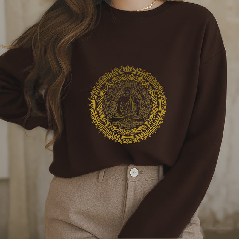 Mythstone Mandala Buddha Fleece Lined Polyester Sweatshirt