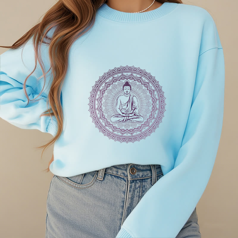 Mythstone Mandala Buddha Fleece Lined Polyester Sweatshirt