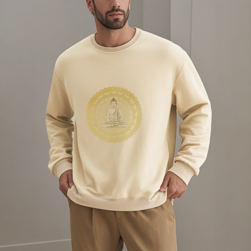 Mythstone Mandala Buddha Fleece Lined Polyester Sweatshirt