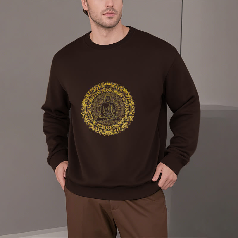 Mythstone Mandala Buddha Fleece Lined Polyester Sweatshirt