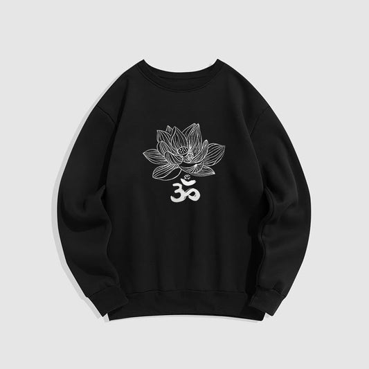 Mythstone Om Lotus Sketch Fleece Lined Polyester Sweatshirt