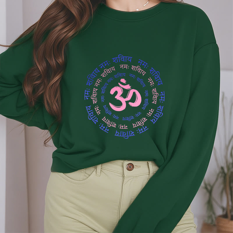 Mythstone OM Mantra Character Sanskrit Fleece Lined Polyester Sweatshirt