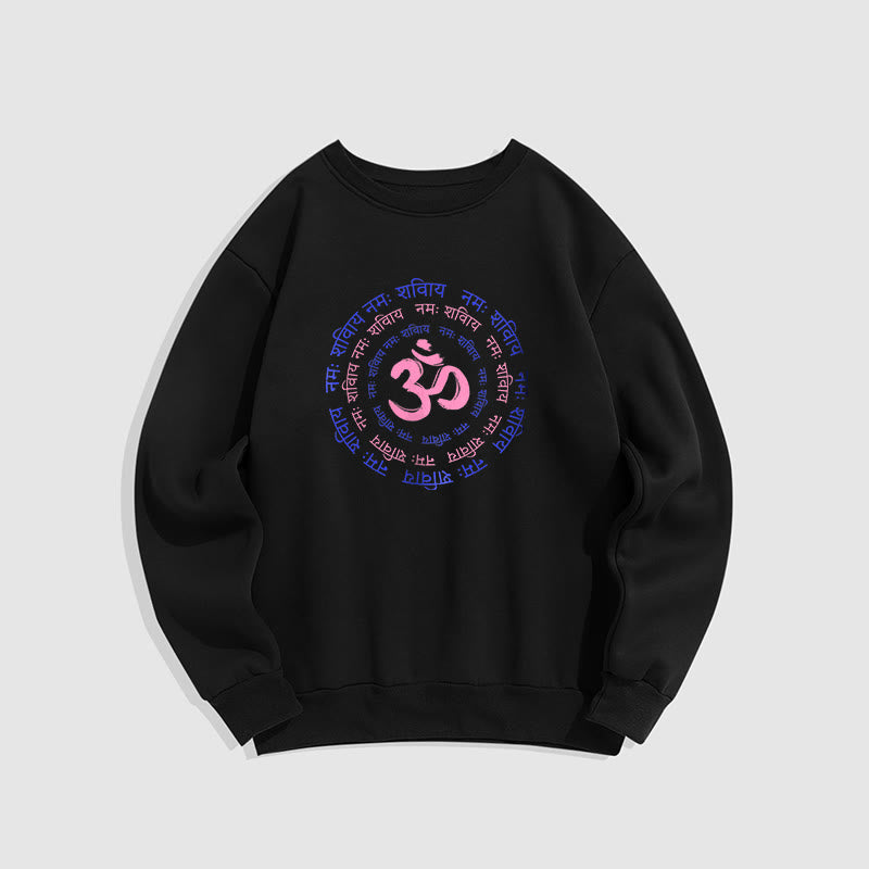 Mythstone OM Mantra Character Sanskrit Fleece Lined Polyester Sweatshirt