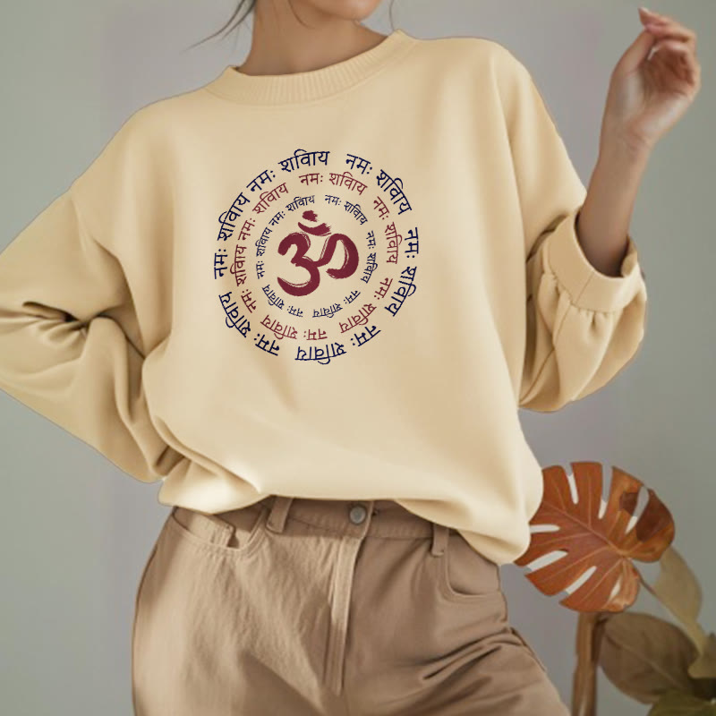 Mythstone OM Mantra Character Sanskrit Fleece Lined Polyester Sweatshirt