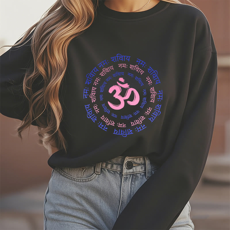 Mythstone OM Mantra Character Sanskrit Fleece Lined Polyester Sweatshirt