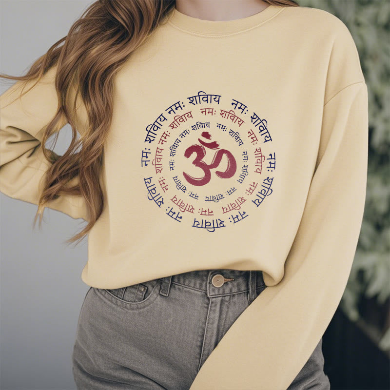 Mythstone OM Mantra Character Sanskrit Fleece Lined Polyester Sweatshirt