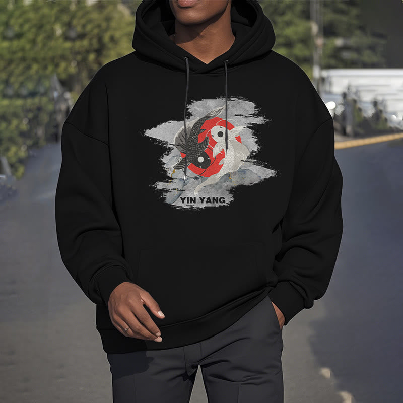 Sudadera con capucha y forro polar Mythstone Yin Yang Koi Fish Clouds 