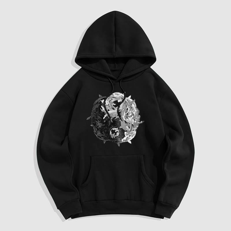 Sudadera con capucha y forro polar con la interpretación del pez koi Yin Yang de Mythstone 