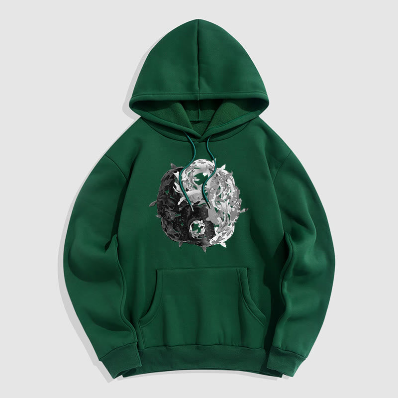 Sudadera con capucha y forro polar con la interpretación del pez koi Yin Yang de Mythstone 