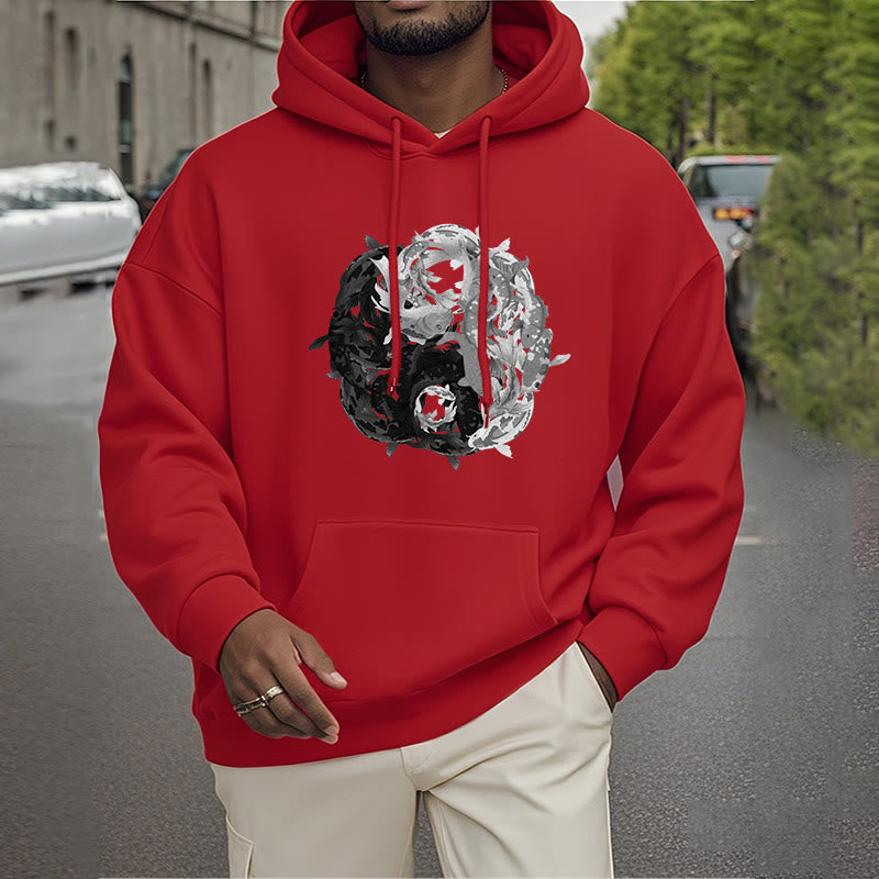 Sudadera con capucha y forro polar con la interpretación del pez koi Yin Yang de Mythstone 