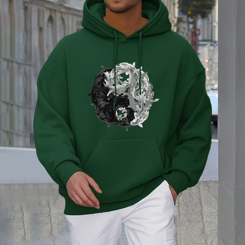 Sudadera con capucha y forro polar con la interpretación del pez koi Yin Yang de Mythstone 