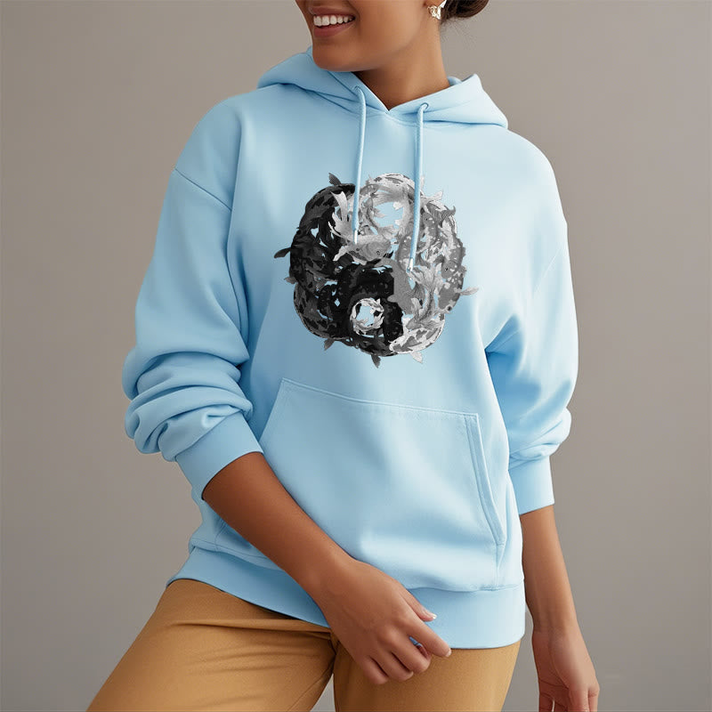 Sudadera con capucha y forro polar con la interpretación del pez koi Yin Yang de Mythstone 