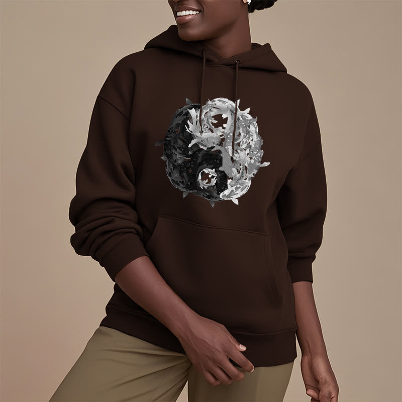 Sudadera con capucha y forro polar con la interpretación del pez koi Yin Yang de Mythstone 