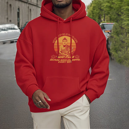 Mythstone Never Stop Believing In Hope Buddha Polyester Fleece Lined Hoodie