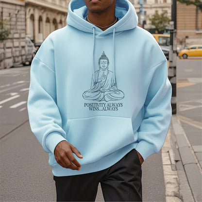 Mythstone Positivity Always Wins Always Buddha Polyester Fleece Lined Hoodie