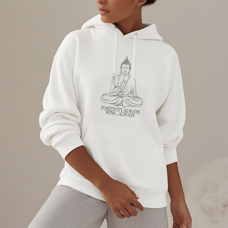 Mythstone Positivity Always Wins Always Buddha Polyester Fleece Lined Hoodie