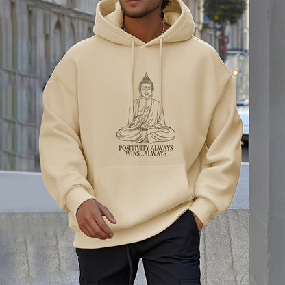 Mythstone Positivity Always Wins Always Buddha Polyester Fleece Lined Hoodie