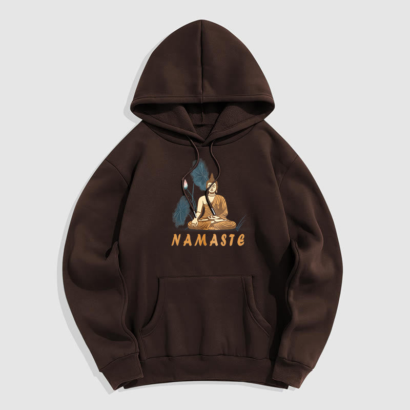 Sudadera con capucha y forro polar de poliéster con diseño de Buda meditador NAMASTE de Mythstone 