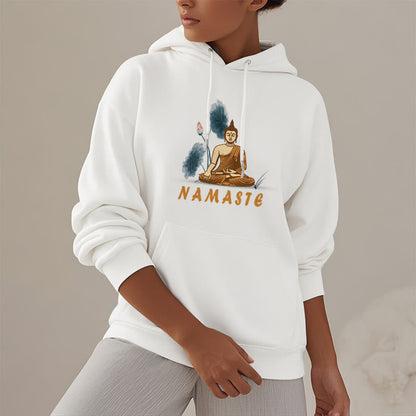 Sudadera con capucha y forro polar de poliéster con diseño de Buda meditador NAMASTE de Mythstone 