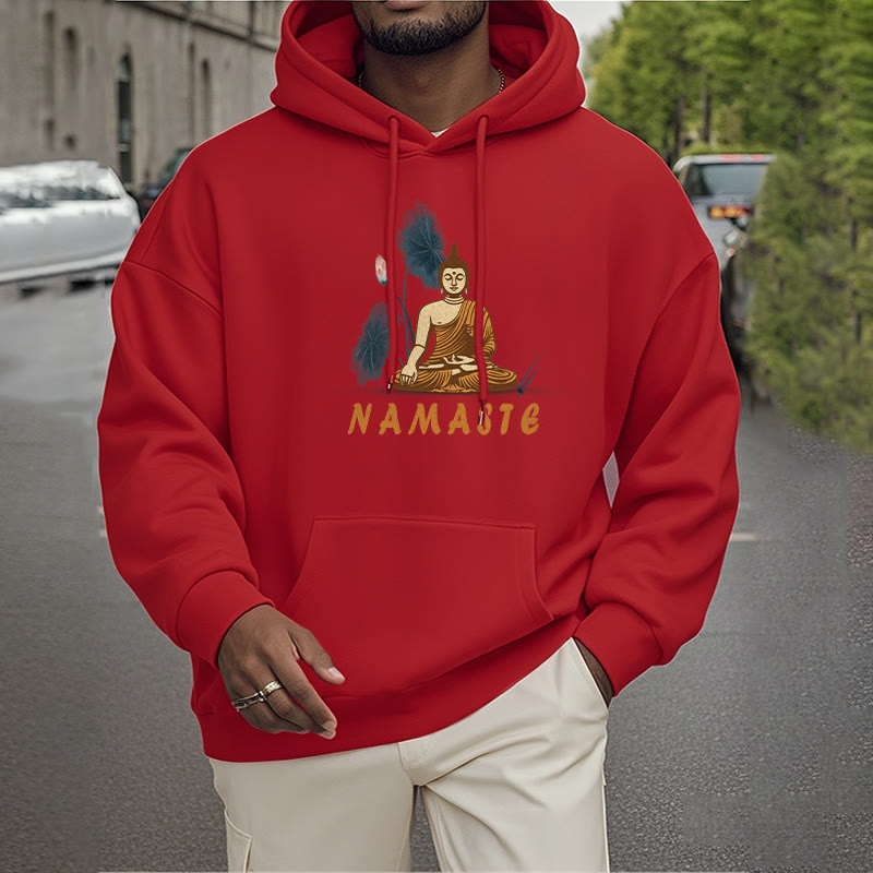 Sudadera con capucha y forro polar de poliéster con diseño de Buda meditador NAMASTE de Mythstone 