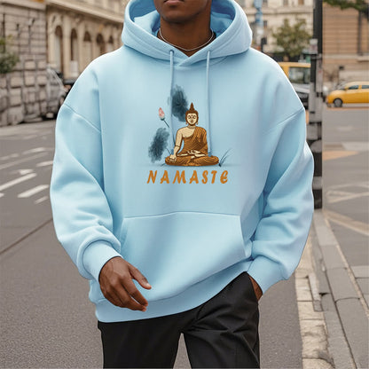 Sudadera con capucha y forro polar de poliéster con diseño de Buda meditador NAMASTE de Mythstone 