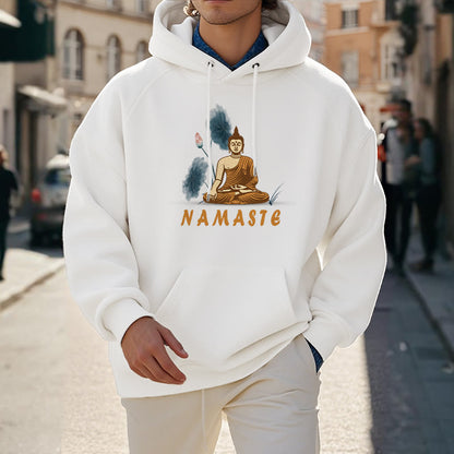 Sudadera con capucha y forro polar de poliéster con diseño de Buda meditador NAMASTE de Mythstone 