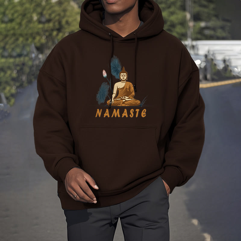 Sudadera con capucha y forro polar de poliéster con diseño de Buda meditador NAMASTE de Mythstone 