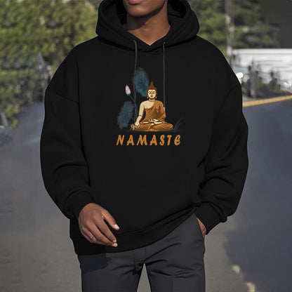 Sudadera con capucha y forro polar de poliéster con diseño de Buda meditador NAMASTE de Mythstone 