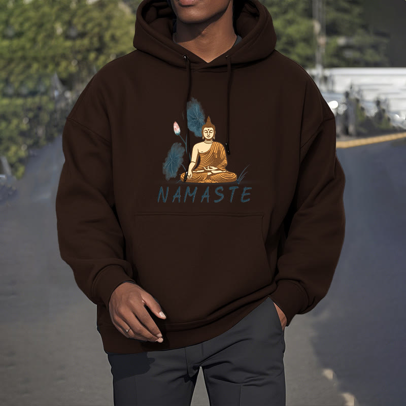 Sudadera con capucha y forro polar de poliéster con diseño de Buda meditador NAMASTE de Mythstone 