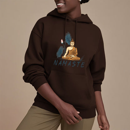 Sudadera con capucha y forro polar de poliéster con diseño de Buda meditador NAMASTE de Mythstone 