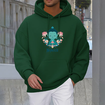 Sudadera con capucha de poliéster con forro polar y diseño de meditación de Buda y loto NAMASTE de Mythstone 