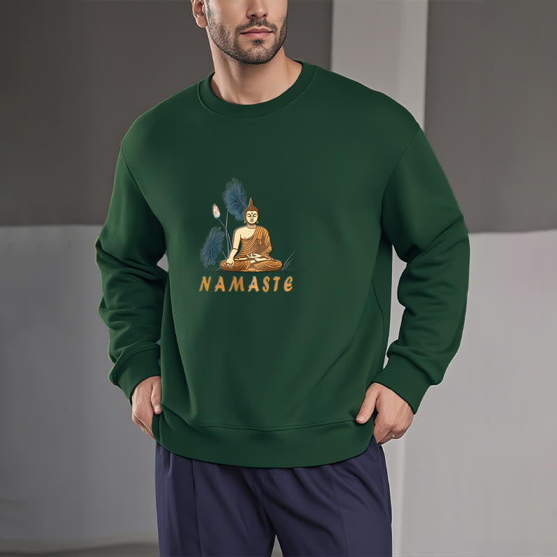 Mythstone NAMASTE Buddha Lotus Leaf Fleece Lined Sweatshirt