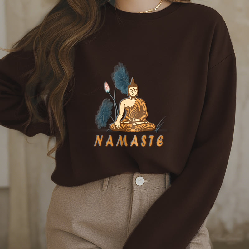 Mythstone NAMASTE Buddha Lotus Leaf Fleece Lined Sweatshirt