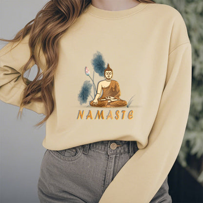 Mythstone NAMASTE Buddha Lotus Leaf Fleece Lined Sweatshirt