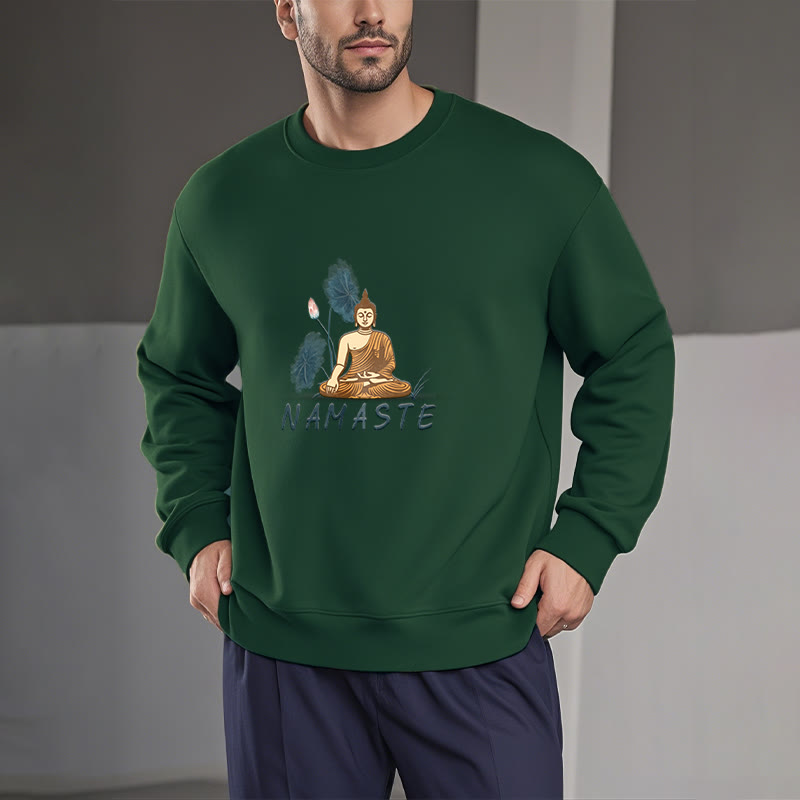 Mythstone NAMASTE Buddha Lotus Leaf Fleece Lined Sweatshirt